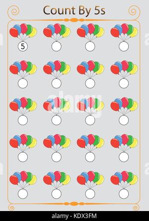 counting by 5's, write the missing numbers Stock Vector
