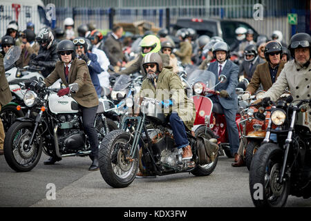 Manchester Distinguished Gentleman’s Ride from Youles Motorcycles Bury Road Showroom to Castlefield Stock Photo