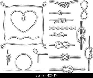 Rope frames and knots - borders and twists Stock Vector