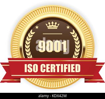 ISO 9001 certified medal - Quality management Stock Vector