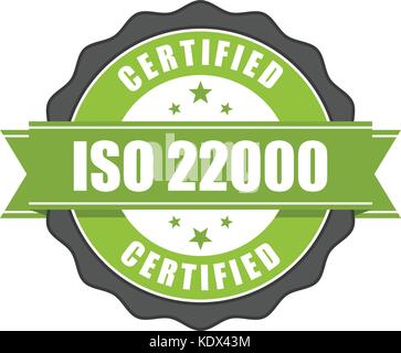 ISO 22000 standard certificate badge - Food safety management Stock Vector