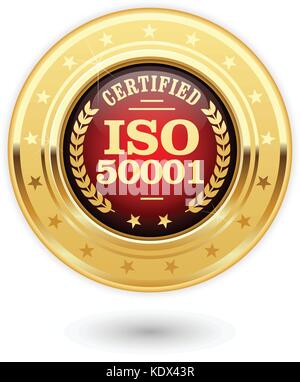 ISO 50001 certified medal - Energy management Stock Vector