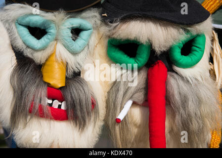 Winter holidays traditional Christmas carnival mask, masque from Suceava, Bucovina, Romania Stock Photo