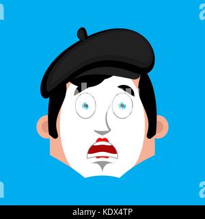 Mime Surprised emotion face avatar. pantomime open-eyed emoji. mimic icon. Vector illustration Stock Vector