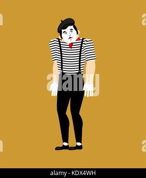 Mime sad. pantomime sorrowful. mimic sorry. Vector illustration Stock Vector