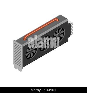 Mining video card. Miner of GPU. Technology extraction crypto currency. Virtual money. Vector illustration Stock Vector
