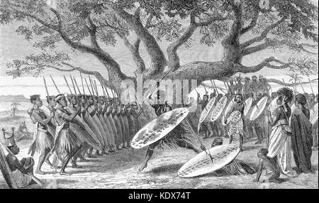 Dance of Landeens, or Zulus, Arrived at Shupanga to Lift the Annual Tribute of the Portuguese Stock Photo