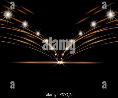 Abstract light effects. Car headlight. Road, street, expressway with lanterns on the sides. illustration Stock Vector