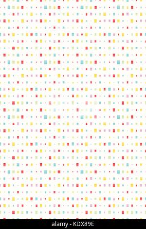 seamless pattern with colorful rectangles over white backdrop. vector geometric background. abstract, festive wallpaper design. vintage print on paper Stock Vector