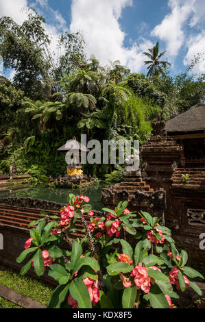 Island temple at the holy springs at Pura Gunung Kawi Sebatu temple, Tegalalang near Ubud, Bali, Indonesia