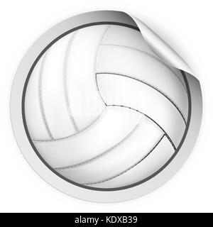 Round Sticker with volleyball ball Stock Vector