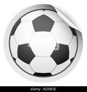 Round Sticker with football ball Stock Vector