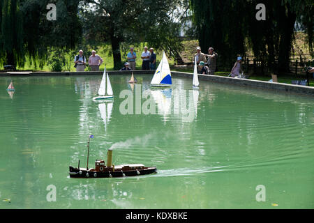 Model boat enthusiasts Woodbridge Suffolk UK Stock Photo