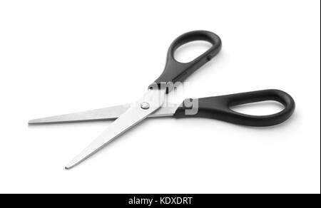 Black  handled scissors isolated on white Stock Photo