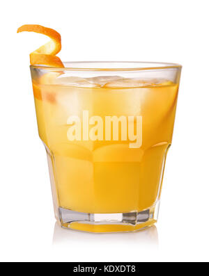 Glass of screwdriver cocktail isolated on white Stock Photo