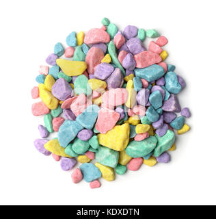 Top view of colorful decorative gravel isolated on white Stock Photo
