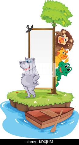 Wild animals on the island illustration Stock Vector