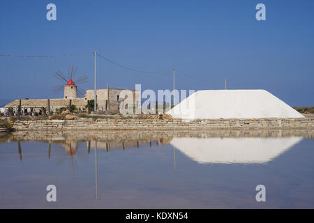 The salt flats near Trapani. From a series of travel photos in Sicily, Italy. Photo date: Saturday, September 30, 2017. Photo credit should read: Roge Stock Photo