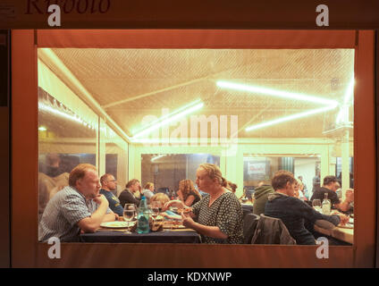 Tourists enjoying pizza in Palermo. From a series of travel photos in Sicily, Italy. Photo date: Saturday, October 7, 2017. Photo credit should read:  Stock Photo