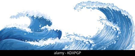 Big waves in the ocean illustration Stock Vector