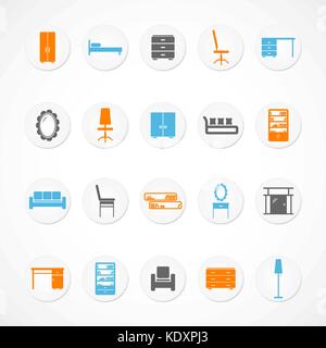 Collection of vector furniture stickers icons. Eps 8 Stock Vector