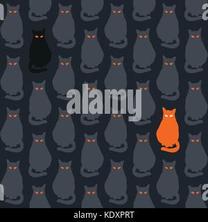 seamless pattern with scary cats Stock Vector