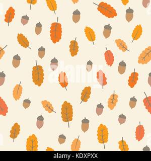 Seamless pattern with oak leaves and acorns Stock Vector