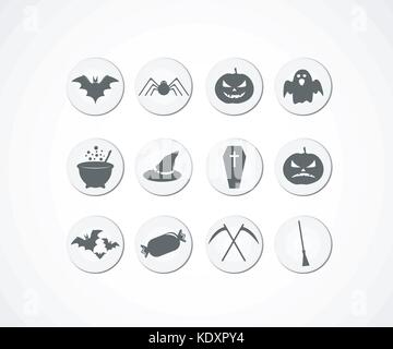 Set of 12 halloween icons. Vector illustration Stock Vector