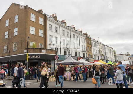 Stalls along Portobello Road Market in Notting Hill 2017, West London, England, UK Stock Photo