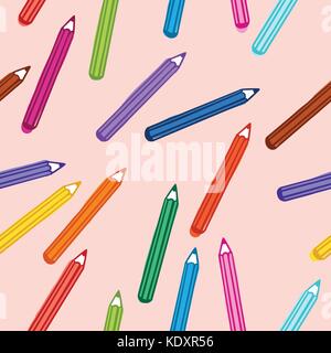 seamless pattern with colored pencils Stock Vector