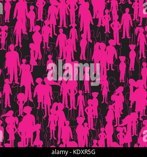 Vector seamless pattern with people Stock Vector
