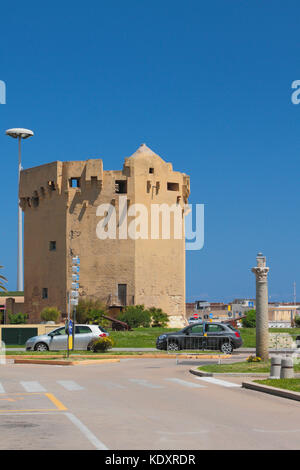 Medieval tower. Porto-Torres, Italy Stock Photo