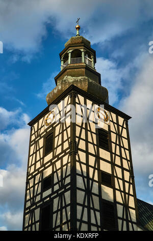 The tower of the Protestant church in Milicz in Poland Stock Photo