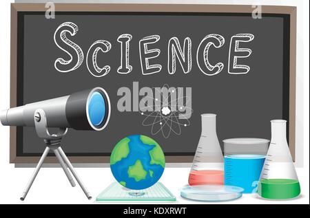 Word science on blackboard illustration Stock Vector