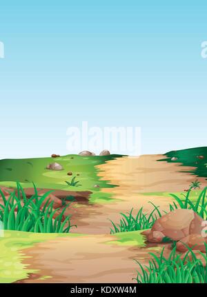 Background scene with hiking track in forest illustration Stock Vector ...