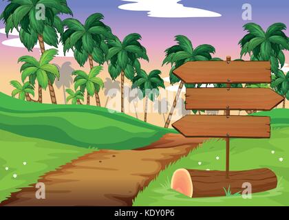 Scene with wooden signs in the woods illustration Stock Vector Image ...