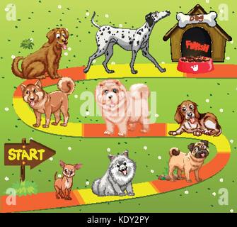 Puzzle game template with dog and doghouse illustration Stock Vector ...