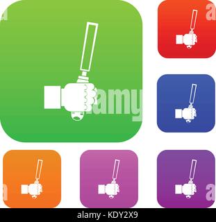 Chisel tool in man hend set color collection Stock Vector