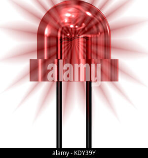 Small red colored LED light isolated Stock Photo