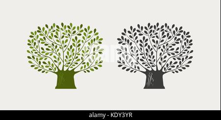 Tree logo or symbol. Nature, ecology, environment icon. Vector illustration Stock Vector