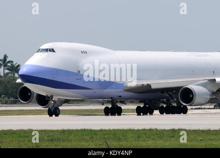 Heavy cargo jet airplane before takeoff Stock Photo