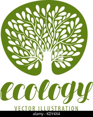 Ecology, environmental protection, nature logo or symbol. Tree with leaves icon. Vector illustration Stock Vector