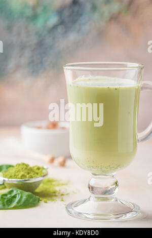 Green tea matcha latte Stock Photo