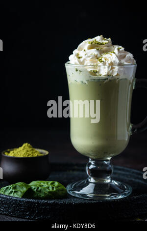 Green tea matcha latte Stock Photo
