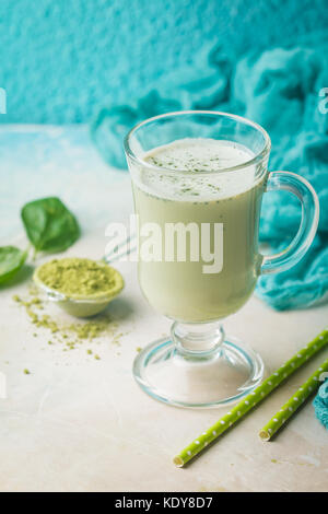 Green tea matcha latte Stock Photo