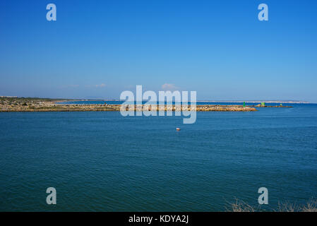 Mouth of the River Segura - gola del rio segura - in Guardamar del Segura on the Mediterranean Sea, Alicante, Spain Stock Photo