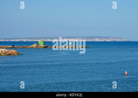 Mouth of the River Segura - gola del rio segura - in Guardamar del Segura on the Mediterranean Sea, Alicante, Spain Stock Photo