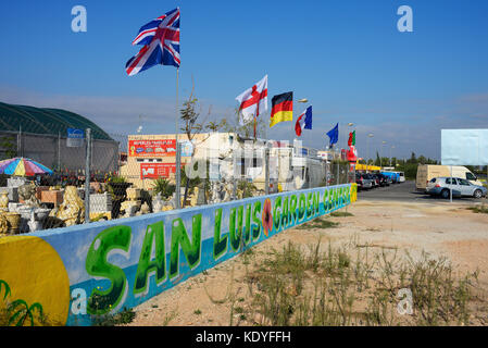 San Luis Garden Center in Torrevieja, Spain. European nation flags Stock Photo