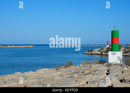 Mouth of the River Segura - gola del rio segura - in Guardamar del Segura on the Mediterranean Sea, Alicante, Spain Stock Photo