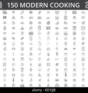 Cooking, kitchen, healthy food, cook, chef, preparation, home, restaurant, lunch, dinner, meal, breakfast, kitchenware line icons, signs. Illustration vector concept. Editable strokes Stock Vector